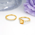 Grand Prong?Held Emerald Cut Citrine Bridal Ring Set - Additional view