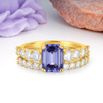Grand Prong?Held Emerald Cut Tanzanite Bridal Ring Set - Additional view