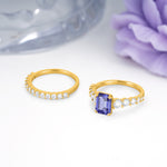 Grand Prong?Held Emerald Cut Tanzanite Bridal Ring Set - Additional view