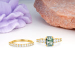 Grand Prong?Held Emerald Cut Moss Agate Bridal Ring Set - Additional view