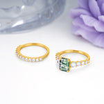 Grand Prong?Held Emerald Cut Moss Agate Bridal Ring Set - Additional view