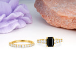Grand Prong?Held Emerald Cut Black Onyx Bridal Ring Set - Additional view