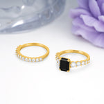 Grand Prong?Held Emerald Cut Black Onyx Bridal Ring Set - Additional view