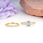 Grand Prong?Held Emerald Cut Lab Diamond Bridal Ring Set - Additional view