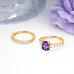 Grand Prong?Held Emerald Cut Amethyst Bridal Ring Set - Additional view