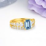 Grand Prong?Held Emerald Cut Aquamarine Bridal Ring Set - Additional view