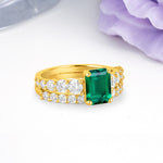 Grand Prong?Held Emerald Cut Emerald Bridal Ring Set - Additional view