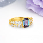 Grand Prong?Held Emerald Cut Alexandrite Bridal Ring Set - Additional view