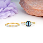 Grand Prong?Held Emerald Cut Alexandrite Bridal Ring Set - Additional view
