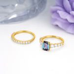 Grand Prong?Held Emerald Cut Alexandrite Bridal Ring Set - Additional view