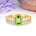 Grand Prong?Held Emerald Cut Peridot Bridal Ring Set - Additional view