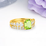 Grand Prong?Held Emerald Cut Peridot Bridal Ring Set - Additional view