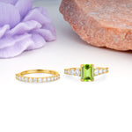 Grand Prong?Held Emerald Cut Peridot Bridal Ring Set - Additional view
