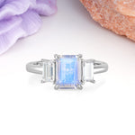 Three‑Stone Emerald Cut Moonstone Prong‑Set Engagement Ring - Additional view