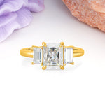 Three‑Stone Emerald Cut Moissanite Prong‑Set Engagement Ring - Additional view