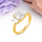 Three‑Stone Emerald Cut Moissanite Prong‑Set Engagement Ring - Additional view
