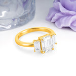 Three‑Stone Emerald Cut Moissanite Prong‑Set Engagement Ring - Additional view