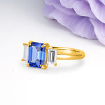 Three‑Stone Emerald Cut Sapphire Prong‑Set Engagement Ring - Additional view