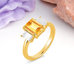 Three‑Stone Emerald Cut Citrine Prong‑Set Engagement Ring - Additional view