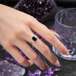 Three‑Stone Emerald Cut Black Onyx Prong‑Set Engagement Ring - Additional view
