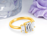 Three‑Stone Emerald Cut Lab Diamond Prong‑Set Engagement Ring - Additional view