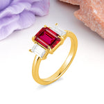 Three‑Stone Emerald Cut Ruby Prong‑Set Engagement Ring - Additional view