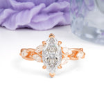 Elegant Forest Branch Multi Marquise Side Accent Long Marquise Cut Moissanite Engagement Ring - Additional view