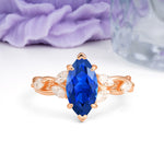 Elegant Forest Branch Multi Marquise Side Accent Long Marquise Cut Sapphire Engagement Ring - Additional view