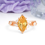 Elegant Forest Branch Multi Marquise Side Accent Long Marquise Cut Citrine Engagement Ring - Additional view