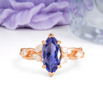 Elegant Forest Branch Multi Marquise Side Accent Long Marquise Cut Tanzanite Engagement Ring - Additional view