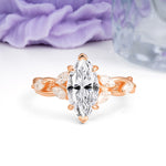Elegant Forest Branch Multi Marquise Side Accent Long Marquise Cut Lab Diamond Engagement Ring - Additional view