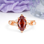 Elegant Forest Branch Multi Marquise Side Accent Long Marquise Cut Garnet Engagement Ring - Additional view