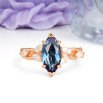 Elegant Forest Branch Multi Marquise Side Accent Long Marquise Cut Alexandrite Engagement Ring - Additional view