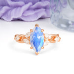 Elegant Forest Branch Multi Marquise Side Accent Long Marquise Cut Moonstone Engagement Ring - Additional view