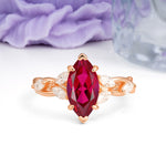 Elegant Forest Branch Multi Marquise Side Accent Long Marquise Cut Ruby Engagement Ring - Additional view