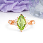 Elegant Forest Branch Multi Marquise Side Accent Long Marquise Cut Peridot Engagement Ring - Additional view