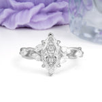 Elegant Forest Branch Multi Marquise Side Accent Long Marquise Cut Moissanite Engagement Ring - Additional view