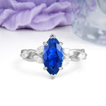 Elegant Forest Branch Multi Marquise Side Accent Long Marquise Cut Sapphire Engagement Ring - Additional view