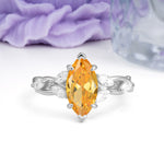 Elegant Forest Branch Multi Marquise Side Accent Long Marquise Cut Citrine Engagement Ring - Additional view
