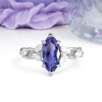 Elegant Forest Branch Multi Marquise Side Accent Long Marquise Cut Tanzanite Engagement Ring - Additional view