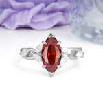Elegant Forest Branch Multi Marquise Side Accent Long Marquise Cut Garnet Engagement Ring - Additional view