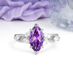 Elegant Forest Branch Multi Marquise Side Accent Long Marquise Cut Amethyst Engagement Ring - Additional view