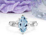Elegant Forest Branch Multi Marquise Side Accent Long Marquise Cut Aquamarine Engagement Ring - Additional view