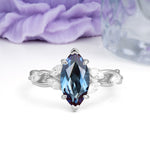 Elegant Forest Branch Multi Marquise Side Accent Long Marquise Cut Alexandrite Engagement Ring - Additional view