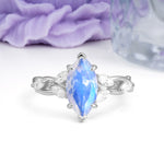 Elegant Forest Branch Multi Marquise Side Accent Long Marquise Cut Moonstone Engagement Ring - Additional view