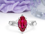 Elegant Forest Branch Multi Marquise Side Accent Long Marquise Cut Ruby Engagement Ring - Additional view