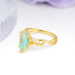 Elegant Forest Branch Multi Marquise Side Accent Long Marquise Cut Fire Opal Engagement Ring - Additional view