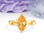 Elegant Forest Branch Multi Marquise Side Accent Long Marquise Cut Citrine Engagement Ring - Additional view