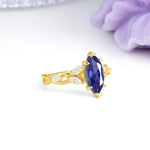Elegant Forest Branch Multi Marquise Side Accent Long Marquise Cut Tanzanite Engagement Ring - Additional view