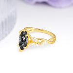 Elegant Forest Branch Multi Marquise Side Accent Long Marquise Cut Black Rutilated Quartz Engagement Ring - Additional view